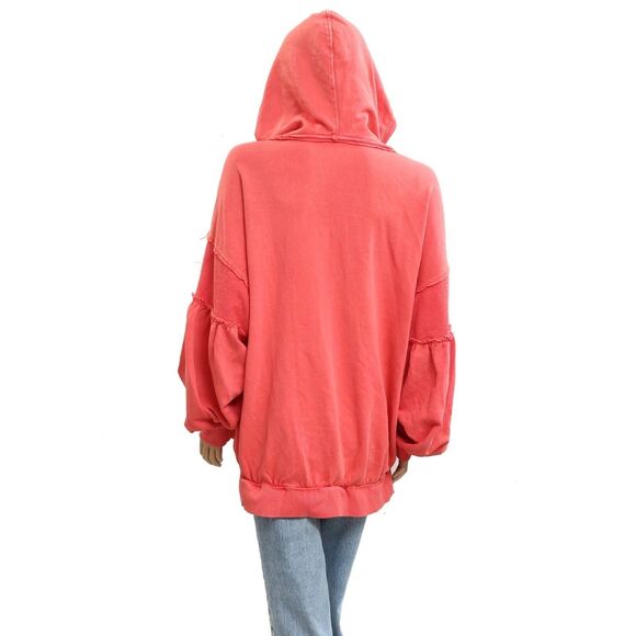 Free People Oversized Sweatshirt Top Red Christmas Festive Jacket XL NWD 283830 - Picture 5 of 7